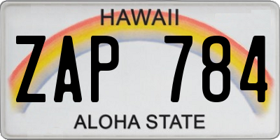 HI license plate ZAP784