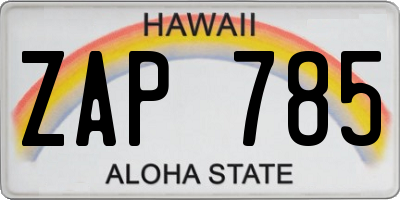 HI license plate ZAP785