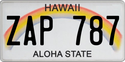 HI license plate ZAP787