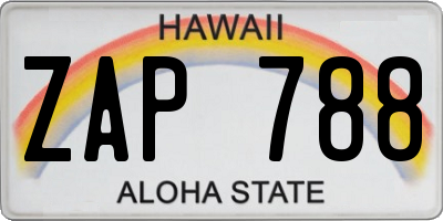 HI license plate ZAP788