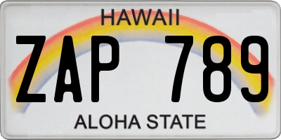 HI license plate ZAP789
