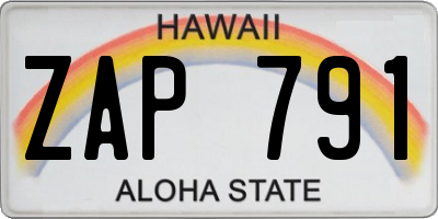HI license plate ZAP791