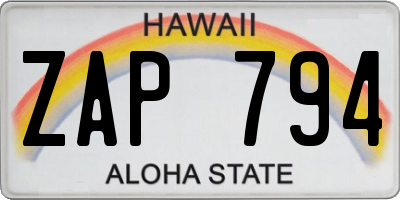 HI license plate ZAP794
