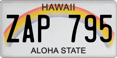 HI license plate ZAP795