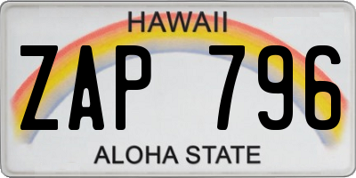 HI license plate ZAP796
