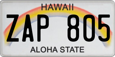 HI license plate ZAP805