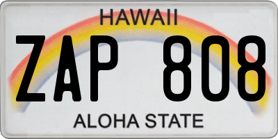 HI license plate ZAP808