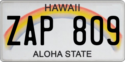 HI license plate ZAP809