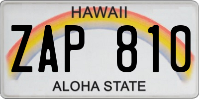 HI license plate ZAP810