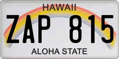 HI license plate ZAP815