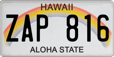 HI license plate ZAP816