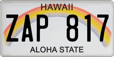 HI license plate ZAP817