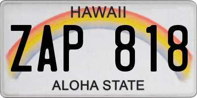 HI license plate ZAP818