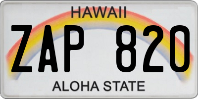 HI license plate ZAP820