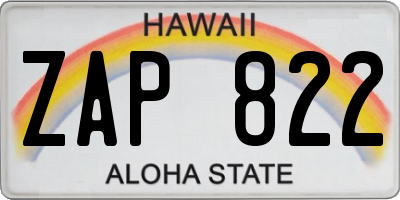 HI license plate ZAP822