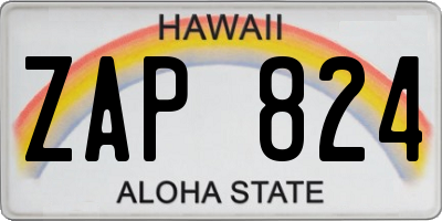 HI license plate ZAP824