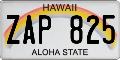 HI license plate ZAP825
