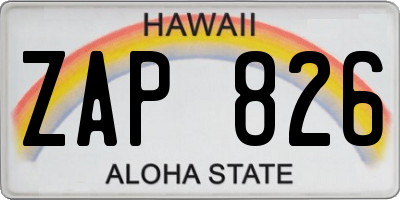 HI license plate ZAP826