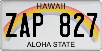 HI license plate ZAP827