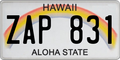 HI license plate ZAP831
