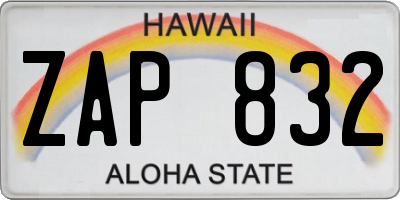 HI license plate ZAP832