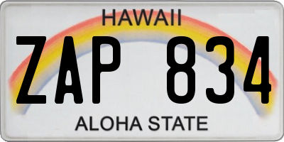 HI license plate ZAP834