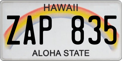 HI license plate ZAP835