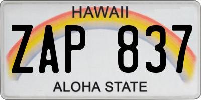 HI license plate ZAP837