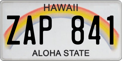 HI license plate ZAP841