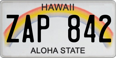 HI license plate ZAP842