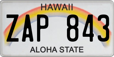 HI license plate ZAP843