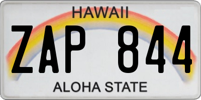 HI license plate ZAP844