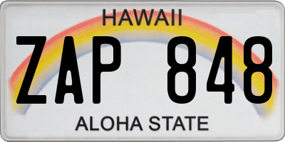 HI license plate ZAP848