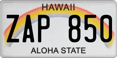 HI license plate ZAP850