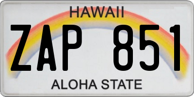 HI license plate ZAP851
