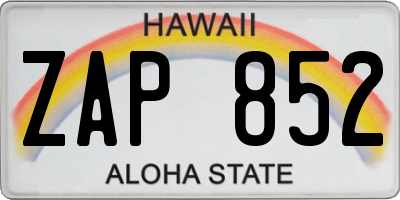 HI license plate ZAP852