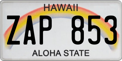 HI license plate ZAP853