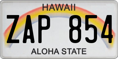 HI license plate ZAP854