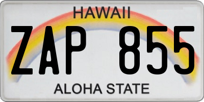 HI license plate ZAP855