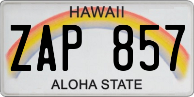 HI license plate ZAP857