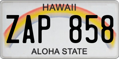 HI license plate ZAP858