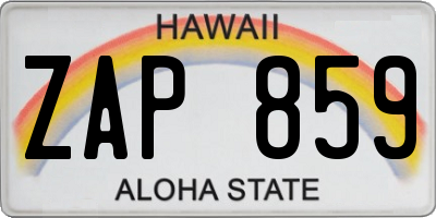 HI license plate ZAP859