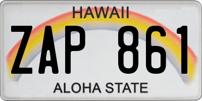 HI license plate ZAP861