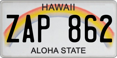 HI license plate ZAP862