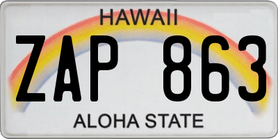 HI license plate ZAP863