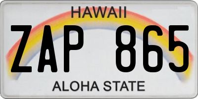 HI license plate ZAP865