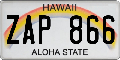 HI license plate ZAP866