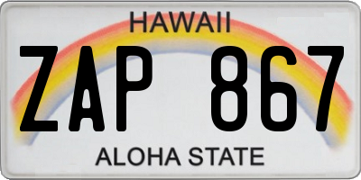 HI license plate ZAP867