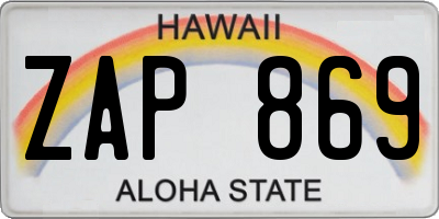 HI license plate ZAP869