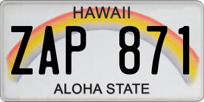 HI license plate ZAP871